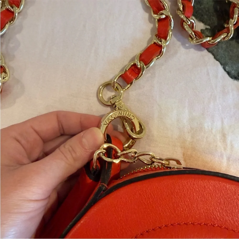 Valentino Vibrant Red Crossbody Bag with Gold Chain - Picture 6 of 8